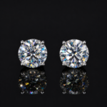 4 Prong Moissanite Stud Earrings Round Cut
