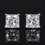 4 Prong Square Cut Moissanite Stud Earrings