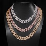 15mm Iced Out  Cuban Chain 3 Row Big Middle Row - Image 2