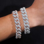 15mm 3 Row Of Diamonds Cuban Bracelet - Image 3