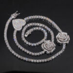3mm One Heart Two Rose's Moissanite Tennis Necklace - Image 4