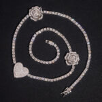 3mm One Heart Two Rose's Moissanite Tennis Necklace - Image 6